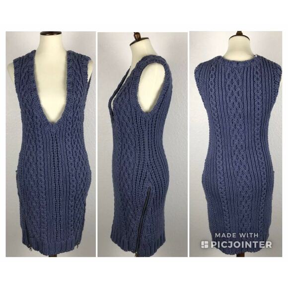 Band of Outsiders Pullover Cable Knit Bodycon Sweater Zipper Dress - Picture 1 of 12